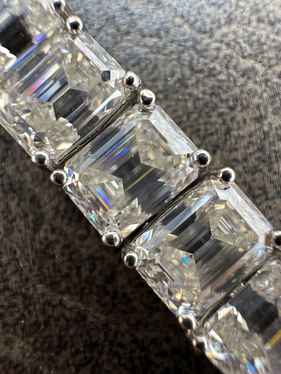 HarlemBling 60ct Emerald Cut MOISSANITE 8mm Tennis Bracelet 925 Silver Pass Diamond Tester