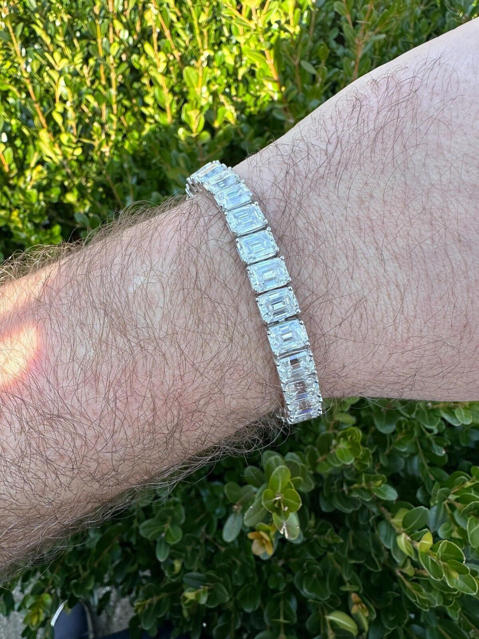 HarlemBling 60ct Emerald Cut MOISSANITE 8mm Tennis Bracelet 925 Silver Pass Diamond Tester