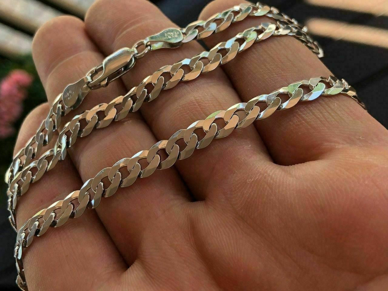 HarlemBling 6mm Flat Mens Miami Cuban Link Chain Solid 925 Silver ITALY All Lengths 18-30