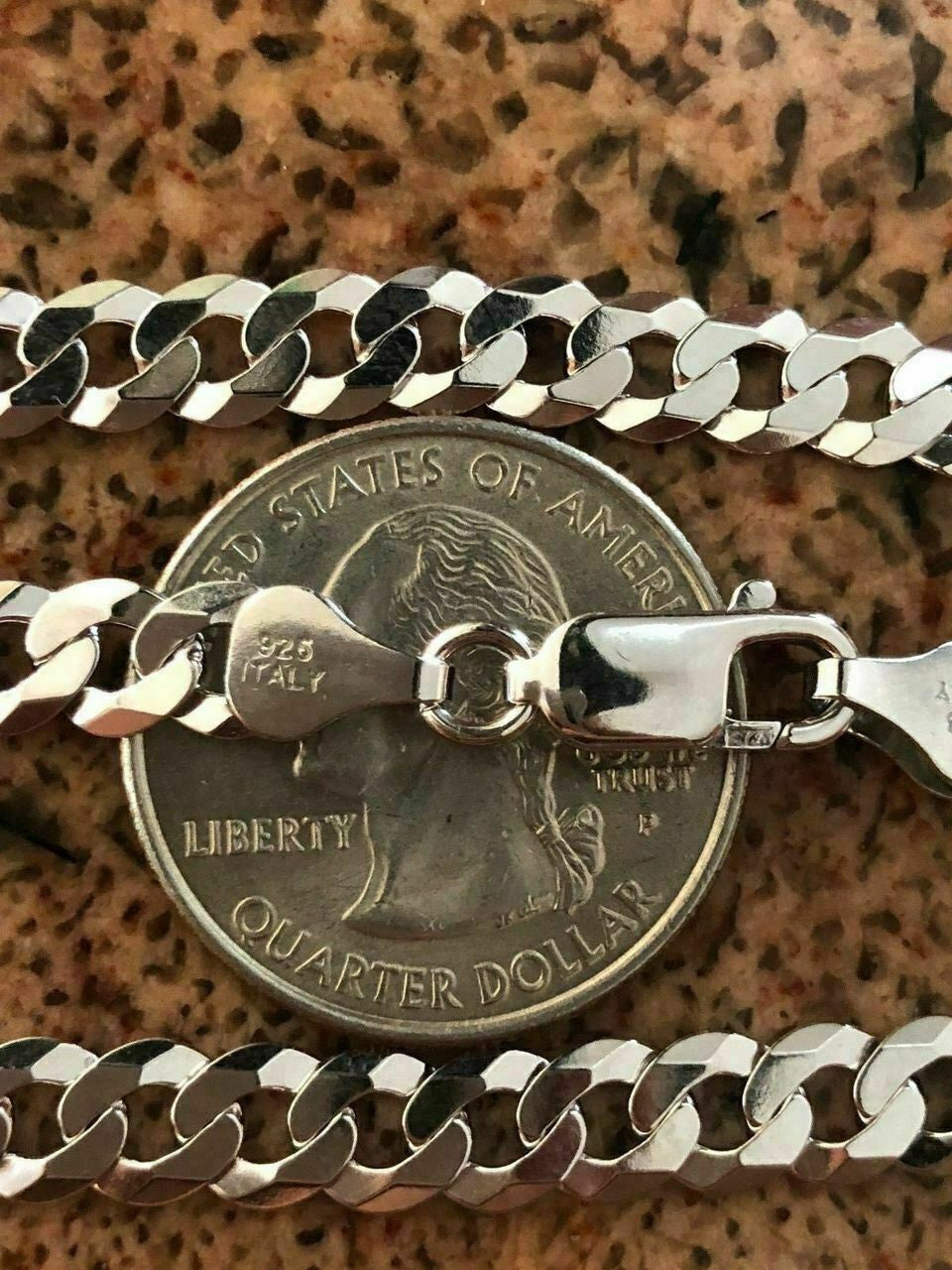 HarlemBling 6mm Flat Mens Miami Cuban Link Chain Solid 925 Silver ITALY All Lengths 18-30