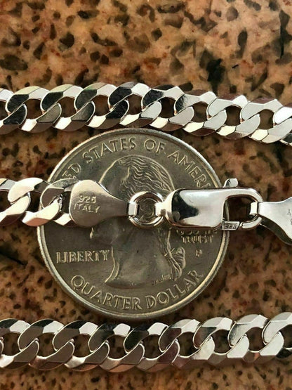 HarlemBling 6mm Flat Mens Miami Cuban Link Chain Solid 925 Silver ITALY All Lengths 18-30