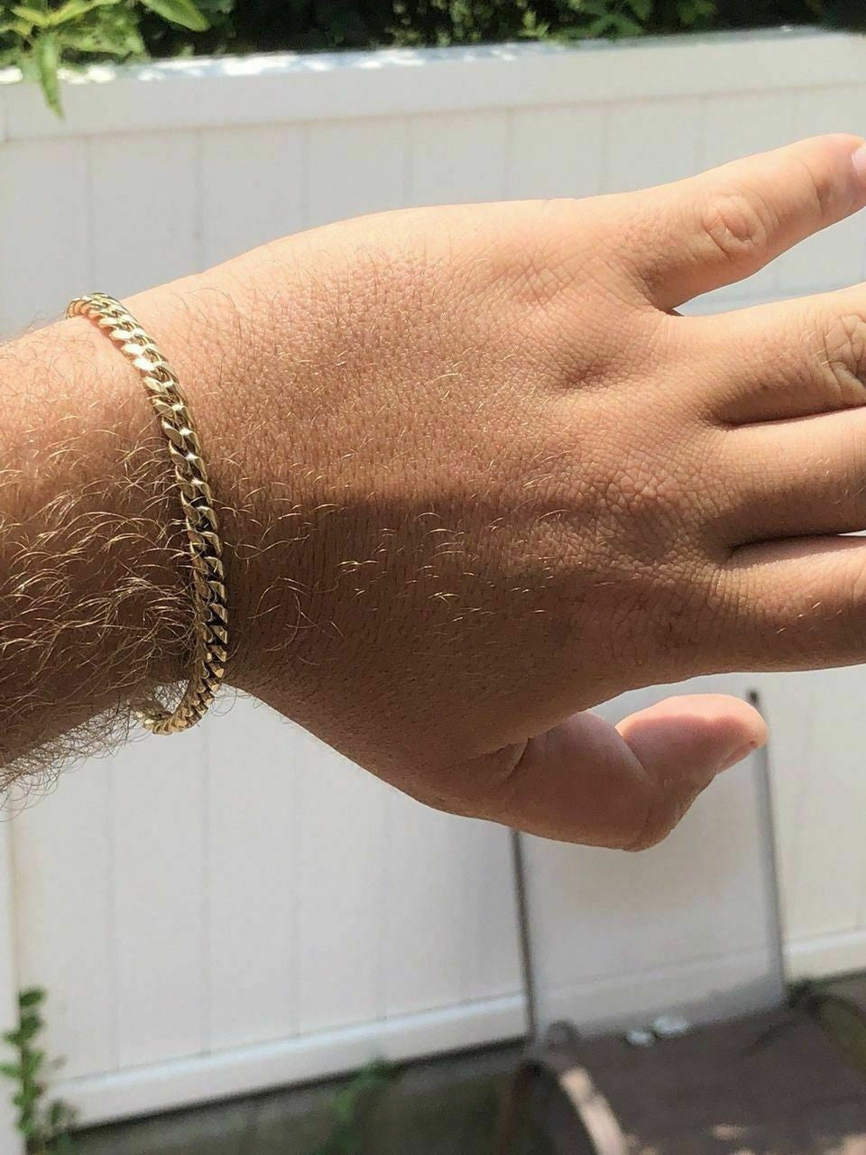 HarlemBling 6mm Mens Cuban Miami Link Bracelet 14k Gold Plated Stainless Steel 8 Long