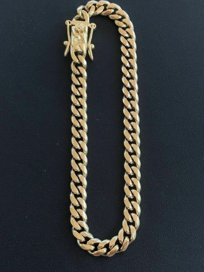 HarlemBling 6mm Mens Cuban Miami Link Bracelet 14k Gold Plated Stainless Steel 8 Long