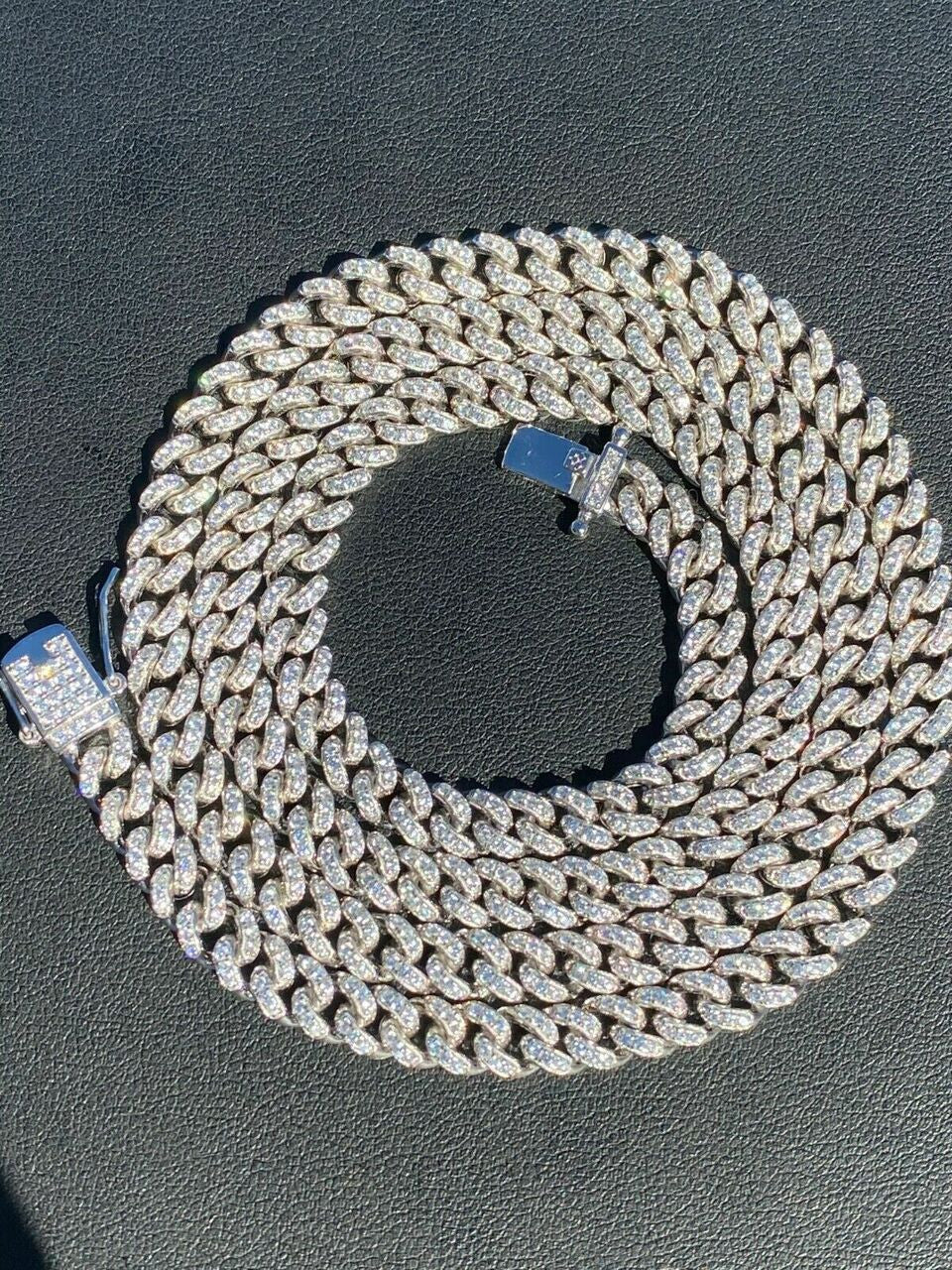 HarlemBling 6mm Miami Cuban Link Chain Iced Solid 925 Silver Chain Necklace 16 Choker - 30 Men Ladies