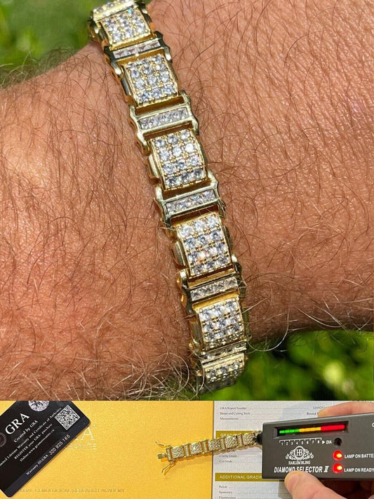 HarlemBling 7ct Iced Presidential Link MOISSANITE Bracelet 14k Yellow Gold Plated 925 Silver