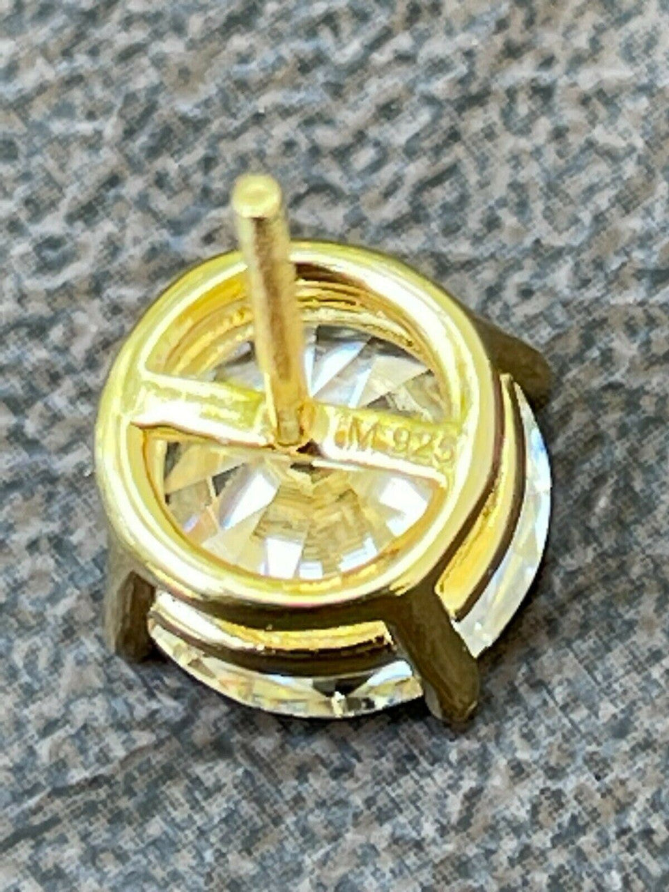 HarlemBling 8ct TW Moissanite Huge Big Mens 10mm 14k Gold Vermeil Stud Earrings GRA D VVS1