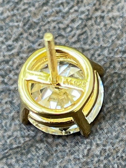 HarlemBling 8ct TW Moissanite Huge Big Mens 10mm 14k Gold Vermeil Stud Earrings GRA D VVS1