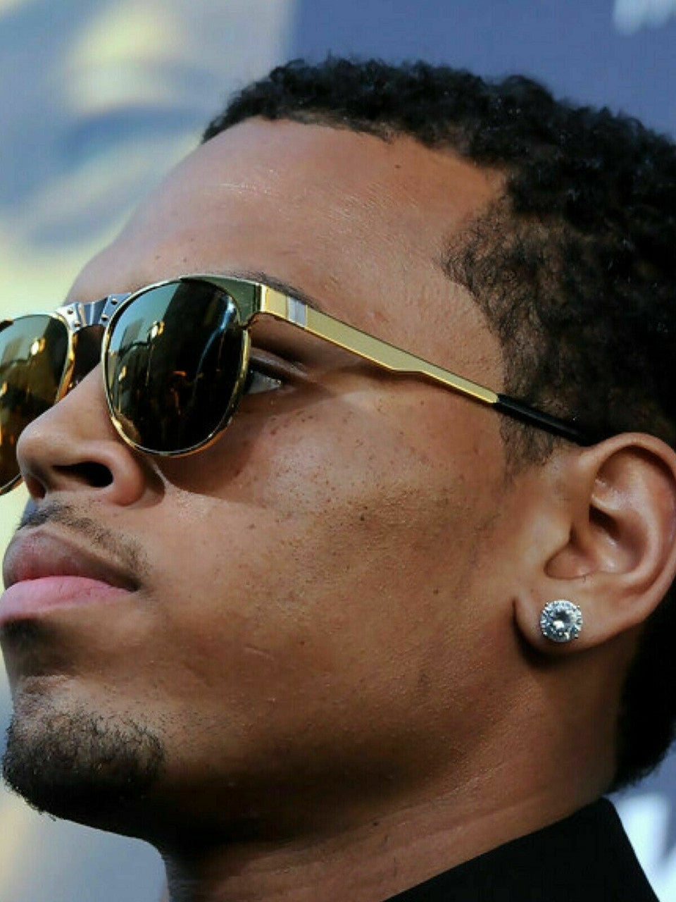 HarlemBling 8ct TW Moissanite Huge Big Mens 10mm 14k Gold Vermeil Stud Earrings GRA D VVS1