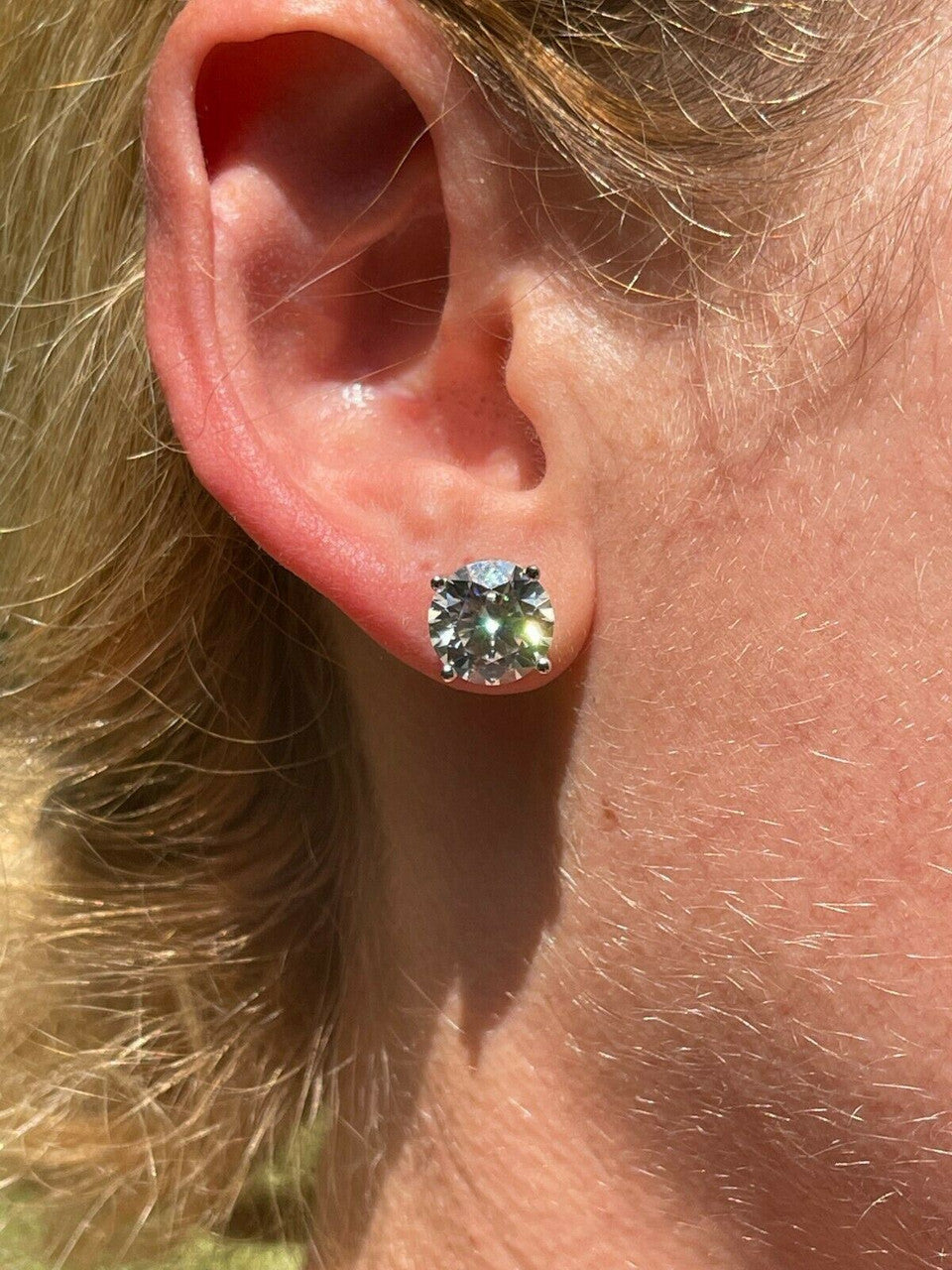 HarlemBling 8ct TW Moissanite Huge Big Mens 10mm Solitaire Stud Earrings GRA Certified VVS1