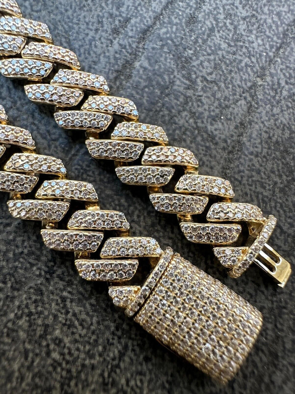 HarlemBling 8mm Solid 14k Gold MOISSANITE Real Miami Cuban Link Prong Iced Hip Hop Bracelet