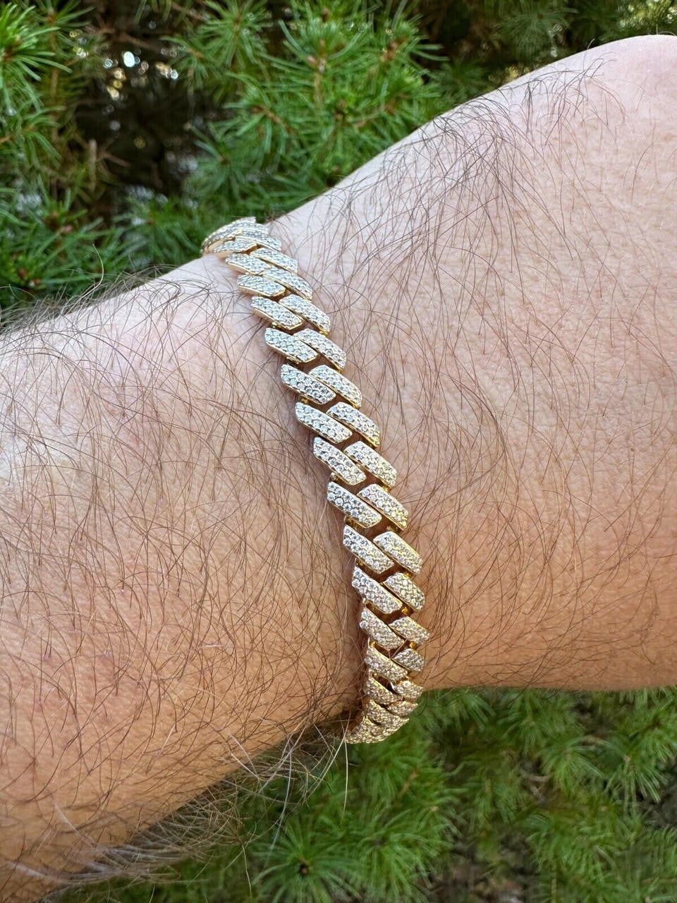 HarlemBling 8mm Solid 14k Gold MOISSANITE Real Miami Cuban Link Prong Iced Hip Hop Bracelet