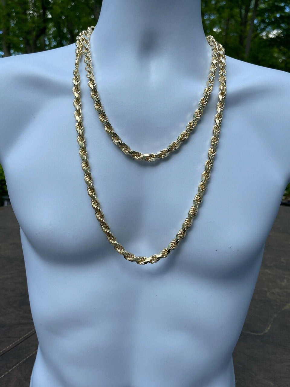 HarlemBling 8mm Thick Mens Rope Chain 14k Gold Over Real Solid 925 Sterling Silver Necklace