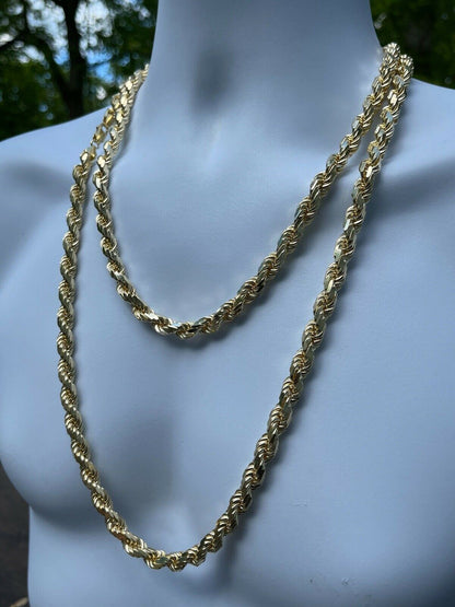 HarlemBling 8mm Thick Mens Rope Chain 14k Gold Over Real Solid 925 Sterling Silver Necklace