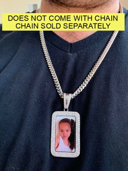 HarlemBling 925 Silver Custom Hip Hip Photo Pendant Iced Memory MOISSANITE PASS DIAMOND TEST