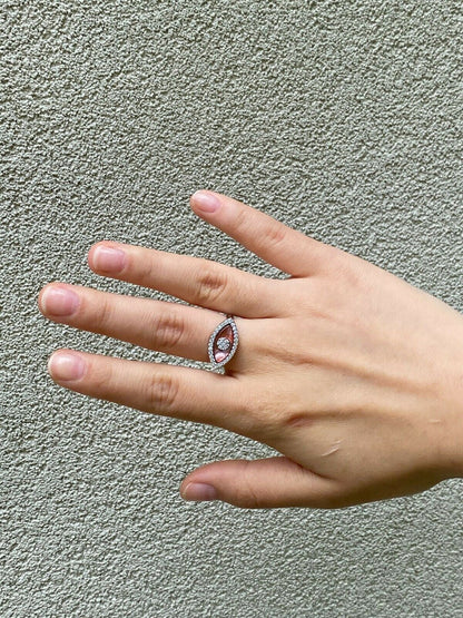 HarlemBling 925 Silver Evil Eye Diamond Pink Pearl Ring Necklace Earrings Ladies Girls Set