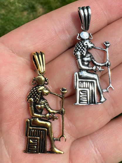 HarlemBling 925 Silver / Gold Oxidized Egyptian God Anubis Holding Ankh Pendant Necklace