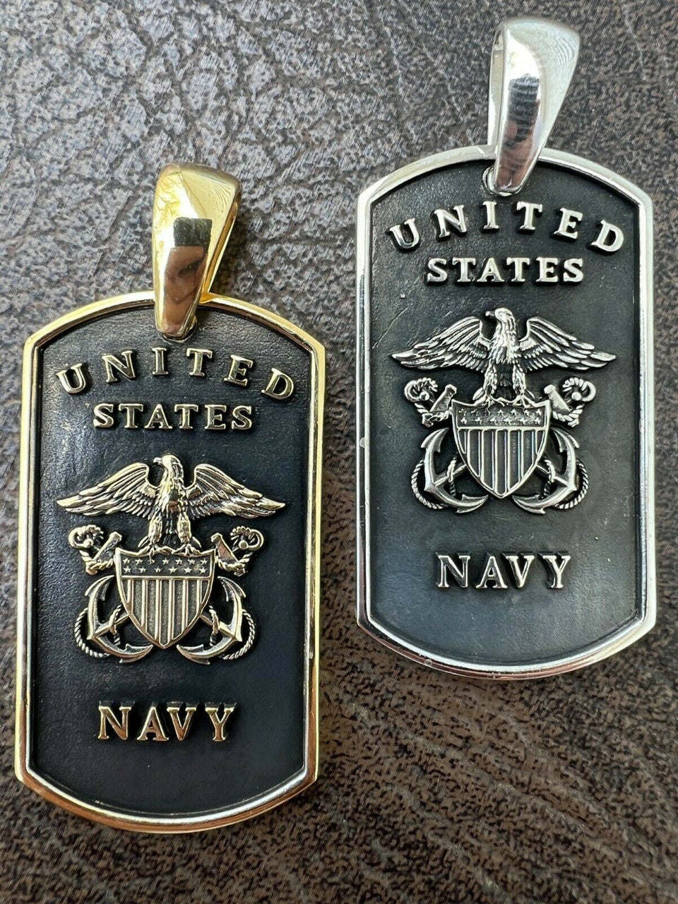 925 Silver / Gold US Navy Sailor Captain Military Naval Dog Tag