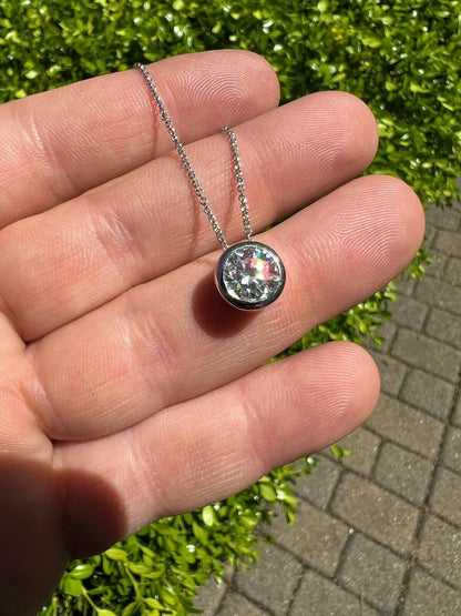 HarlemBling 925 Silver Real Moissanite Solitaire Pendant Necklace GRA Passes Diamond Tester