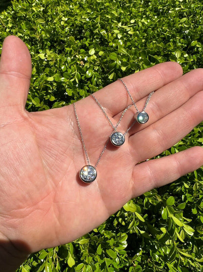 HarlemBling 925 Silver Real Moissanite Solitaire Pendant Necklace GRA Passes Diamond Tester