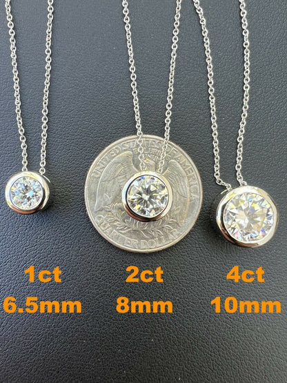 HarlemBling 925 Silver Real Moissanite Solitaire Pendant Necklace GRA Passes Diamond Tester