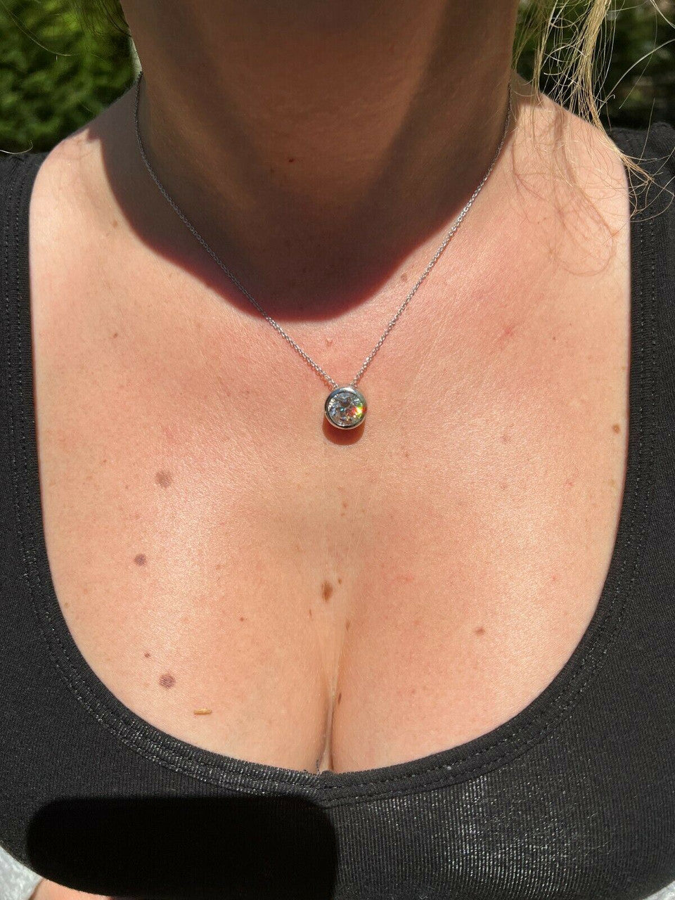 HarlemBling 925 Silver Real Moissanite Solitaire Pendant Necklace GRA Passes Diamond Tester