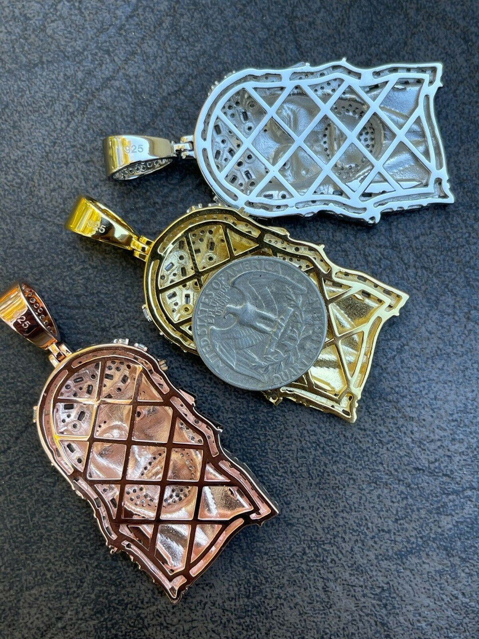 HarlemBling 925 Silver / Yellow Rose Gold Jesus Piece Iced Hip Hop Necklace Baguette Diamond