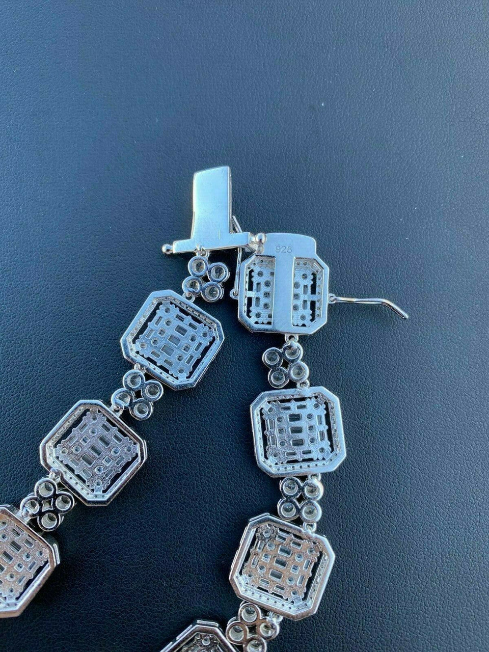 HarlemBling 925 Sterling Silver Baguette Link Chain Iced 16mm Mens Diamond Necklace Choker