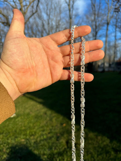 HarlemBling 925 Sterling Silver Custom Greek Key Hermes Rolo Link Chain Necklace Bracelet