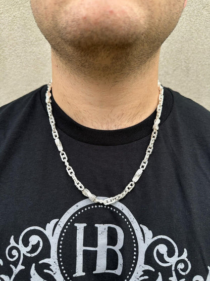 HarlemBling 925 Sterling Silver Custom Greek Key Hermes Rolo Link Chain Necklace Bracelet