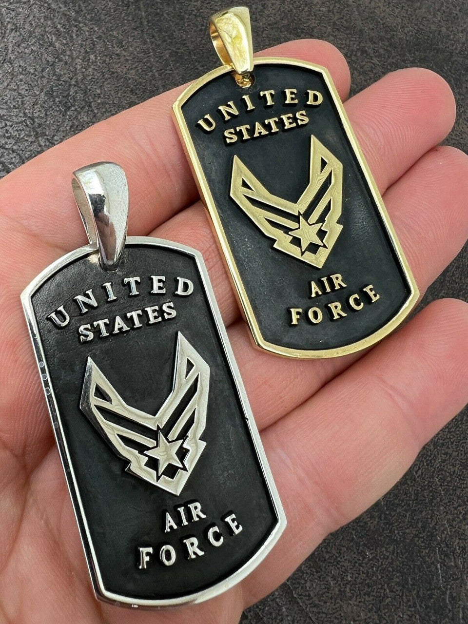 UNITED STATES AIR FORCE(USA空軍) ペンダント 925 Sterling Silver / Gold US Air Force Military Pilot Dog Tag