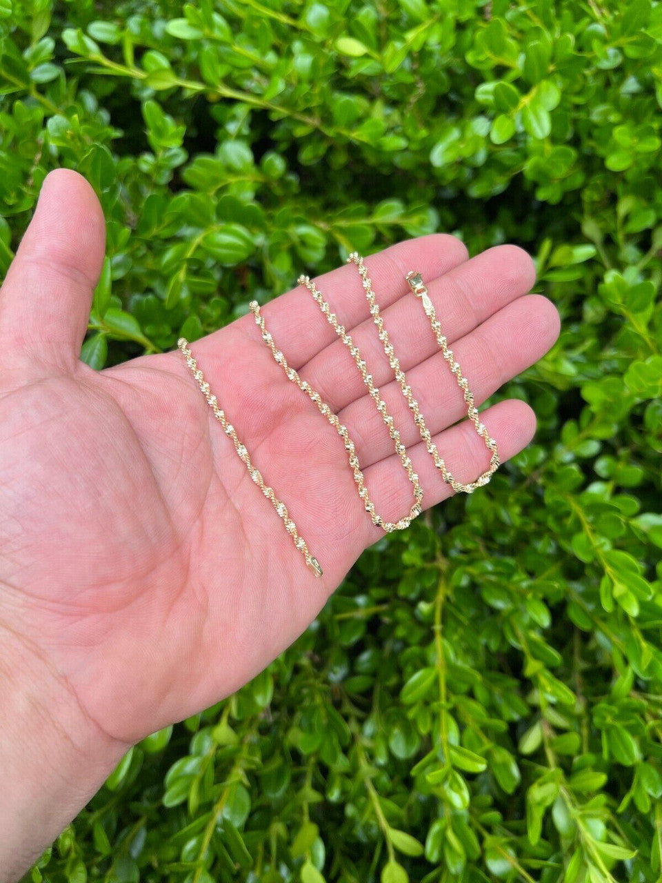 HarlemBling 925 Sterling Silver Real 14k Gold Plated 2.5mm Singapore Rope Chain Necklace