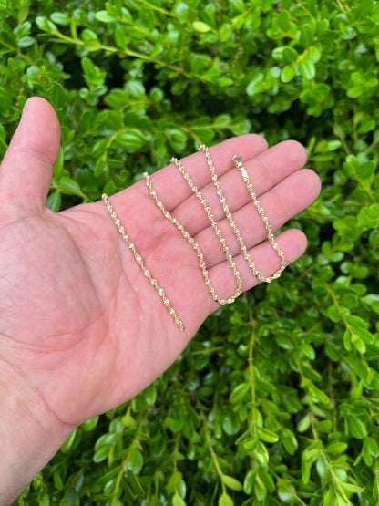 HarlemBling 925 Sterling Silver Real 14k Gold Plated 2.5mm Singapore Rope Chain Necklace