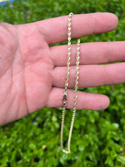 HarlemBling 925 Sterling Silver Real 14k Gold Plated 2.5mm Singapore Rope Chain Necklace