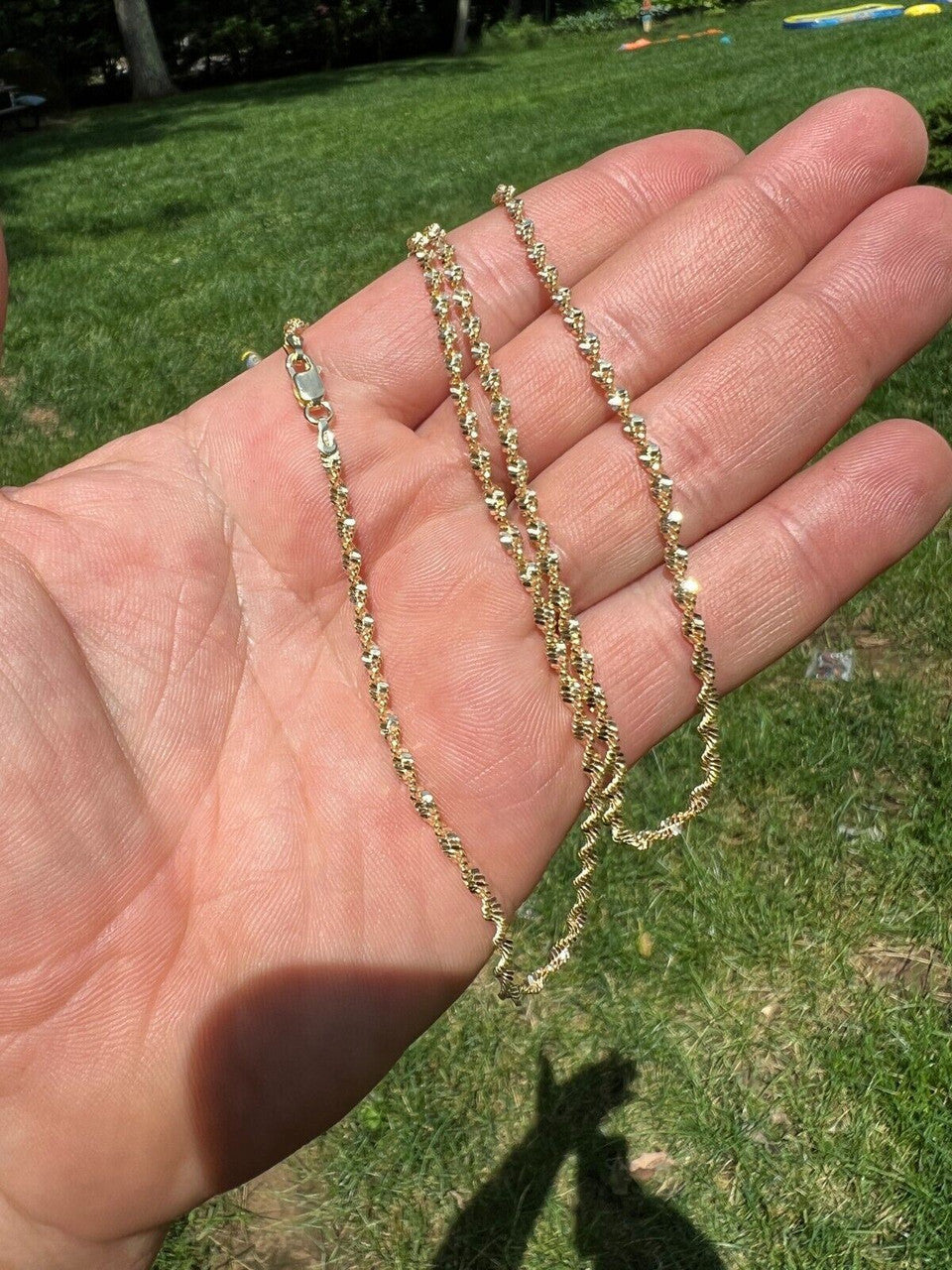 HarlemBling 925 Sterling Silver Real 14k Gold Plated 2.5mm Singapore Rope Chain Necklace