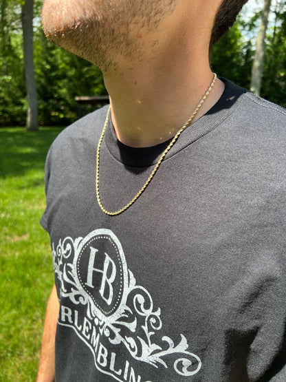 HarlemBling 925 Sterling Silver Real 14k Gold Plated 2.5mm Singapore Rope Chain Necklace