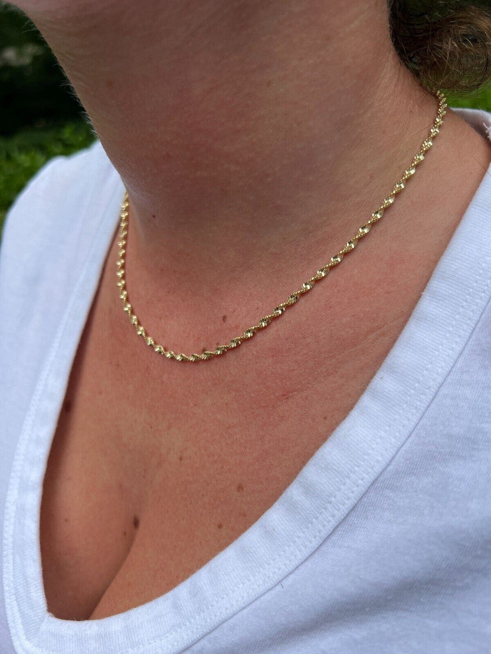 HarlemBling 925 Sterling Silver Real 14k Gold Plated 2.5mm Singapore Rope Chain Necklace