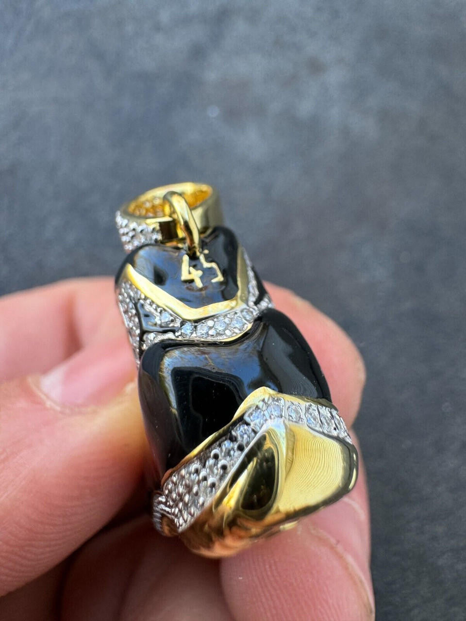 HarlemBling Air Jordan 45 Black Nike Sneaker Pendant MOISSANITE Real 925 Silver Iced Hip Hop