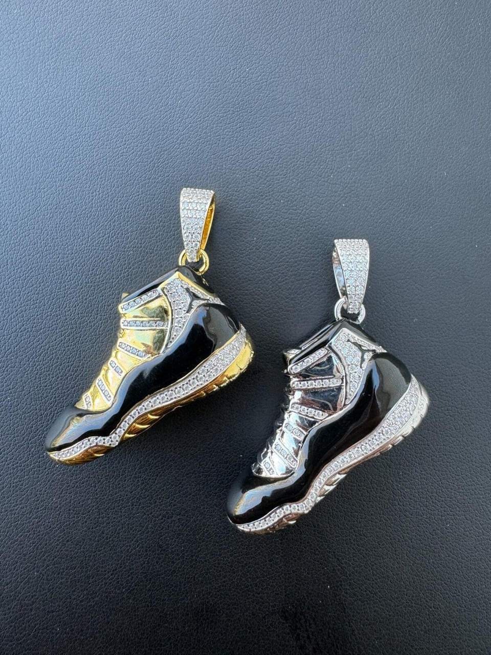 HarlemBling Air Jordan 45 Black Nike Sneaker Pendant MOISSANITE Real 925 Silver Iced Hip Hop