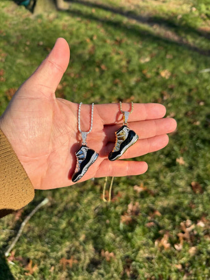 HarlemBling Air Jordan 45 Black Nike Sneaker Pendant MOISSANITE Real 925 Silver Iced Hip Hop