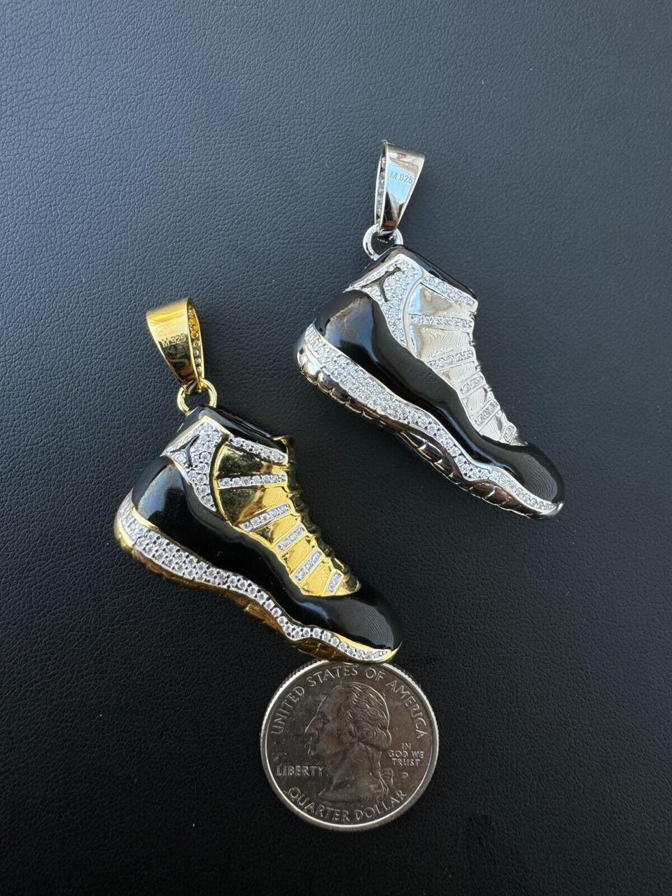 HarlemBling Air Jordan 45 Black Nike Sneaker Pendant MOISSANITE Real 925 Silver Iced Hip Hop