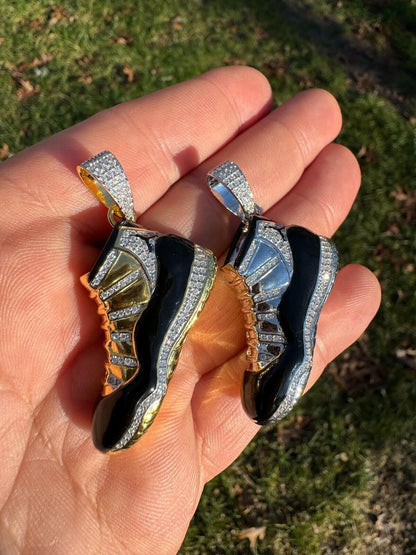 HarlemBling Air Jordan 45 Black Nike Sneaker Pendant MOISSANITE Real 925 Silver Iced Hip Hop