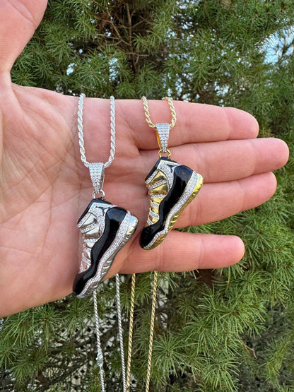 HarlemBling Air Jordan 45 Black Nike Sneaker Pendant MOISSANITE Real 925 Silver Iced Hip Hop