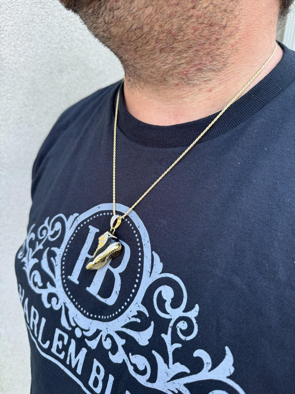 HarlemBling Air Jordan 45 Black Nike Sneaker Pendant MOISSANITE Real 925 Silver Iced Hip Hop