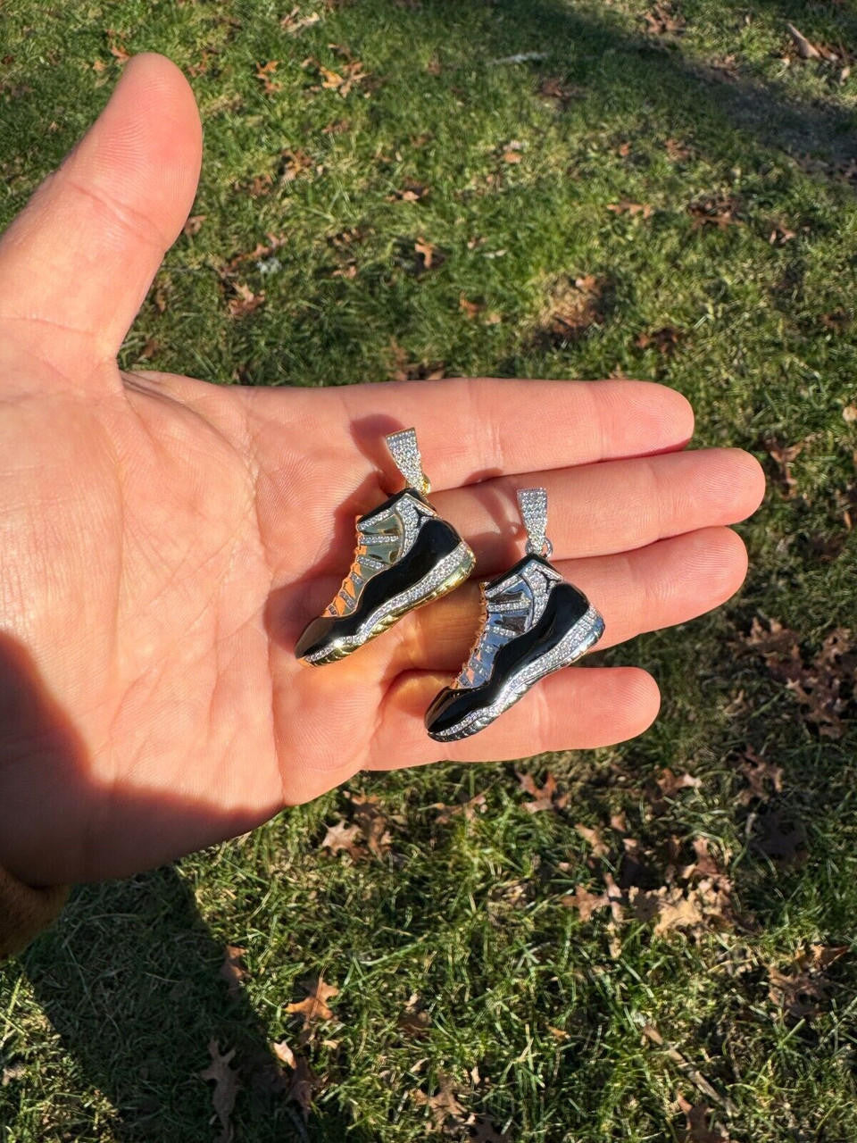 HarlemBling Air Jordan 45 Black Nike Sneaker Pendant MOISSANITE Real 925 Silver Iced Hip Hop