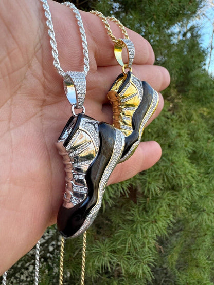 HarlemBling Air Jordan 45 Black Nike Sneaker Pendant MOISSANITE Real 925 Silver Iced Hip Hop