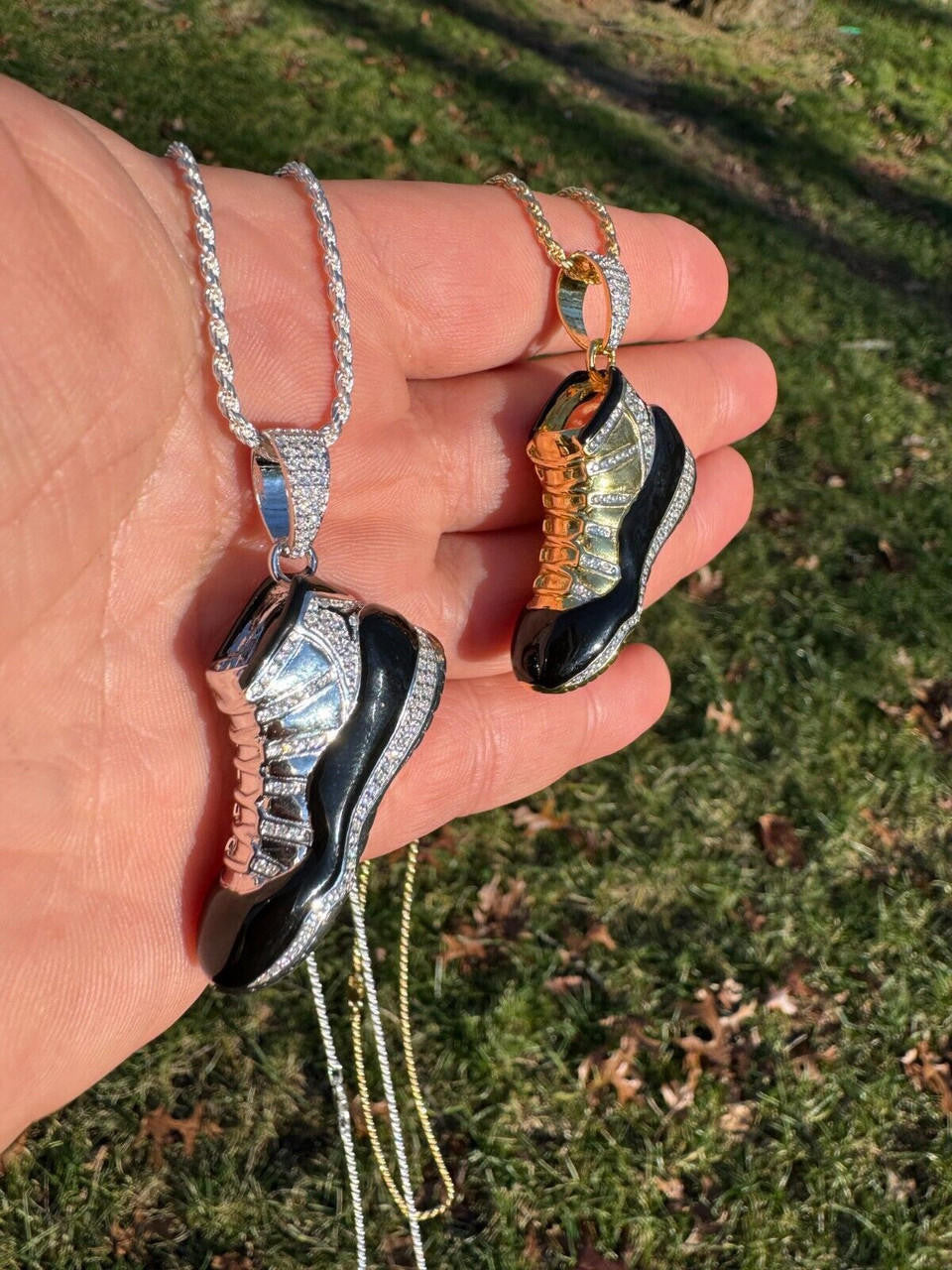 HarlemBling Air Jordan 45 Black Nike Sneaker Pendant MOISSANITE Real 925 Silver Iced Hip Hop