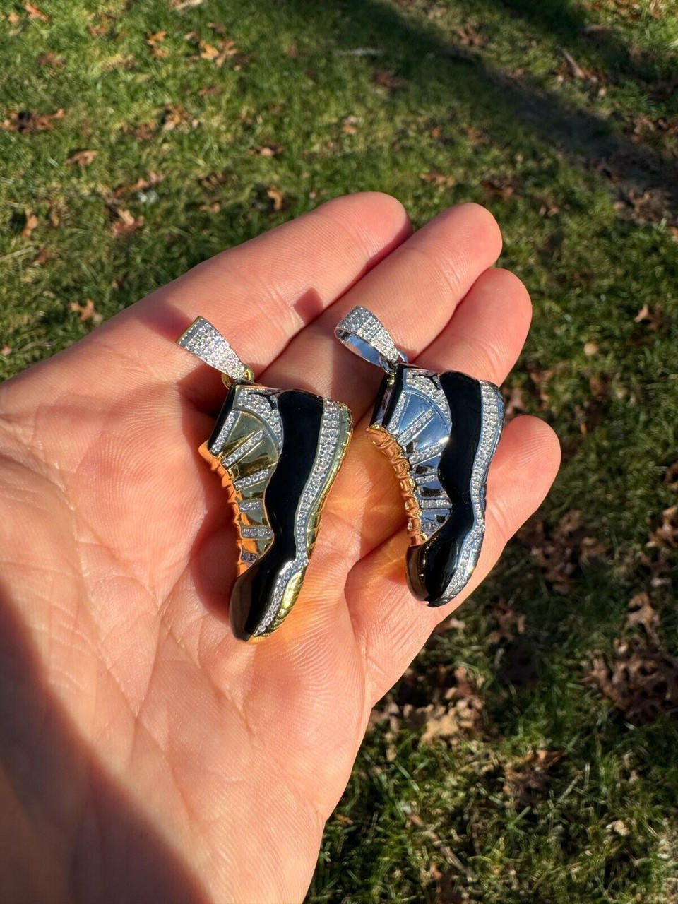 HarlemBling Air Jordan 45 Black Nike Sneaker Pendant MOISSANITE Real 925 Silver Iced Hip Hop