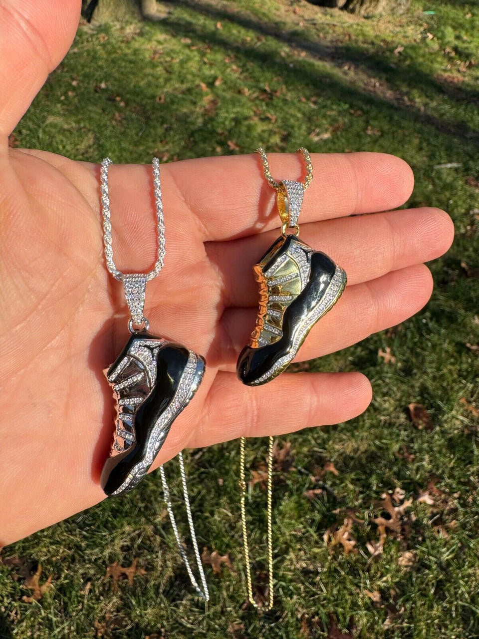 HarlemBling Air Jordan 45 Black Nike Sneaker Pendant MOISSANITE Real 925 Silver Iced Hip Hop