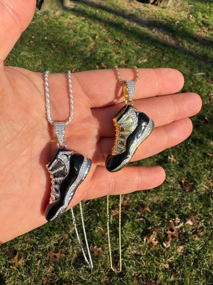 HarlemBling Air Jordan 45 Black Nike Sneaker Pendant MOISSANITE Real 925 Silver Iced Hip Hop