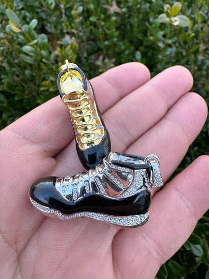 HarlemBling Air Jordan 45 Black Nike Sneaker Pendant MOISSANITE Real 925 Silver Iced Hip Hop